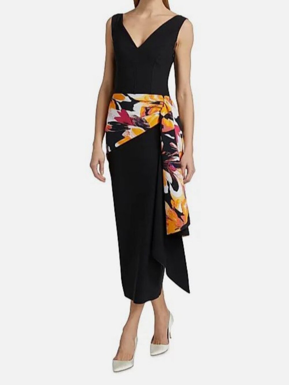 Chiara Boni La Petite Robe Black Floral Airose Printed Sheath Dress Size 42